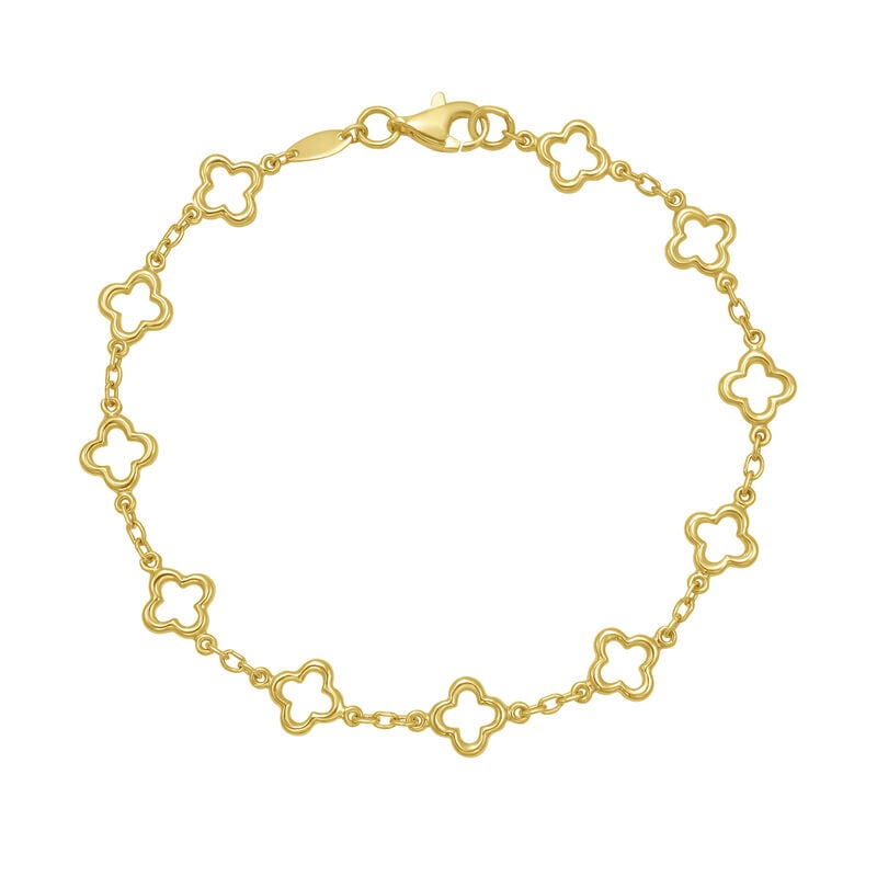 Polished Clover Link Bracelet in 14k Yellow Gold image number null